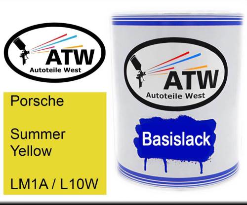 Porsche, Summer Yellow, LM1A / L10W: 1L Lackdose, von ATW Autoteile West.